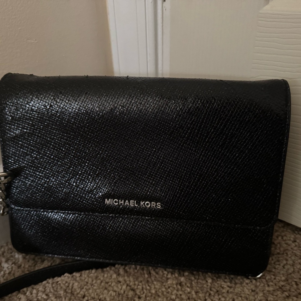 Michael Kors Textured Black Shoulder Bag
